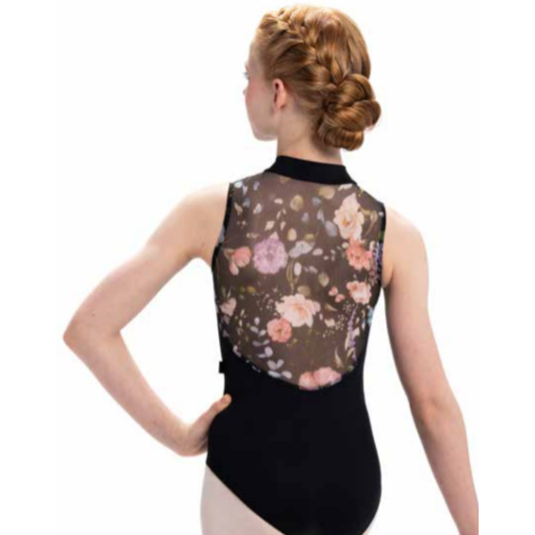 Zip Front Leotard with Flora Print- Limited Edition