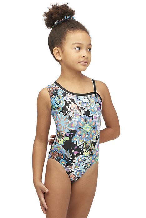 Asymmetrical Printed Gymnastics Leotard