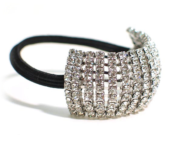 9-Row Crystal Rhinestone Stretch Ponytail Holder