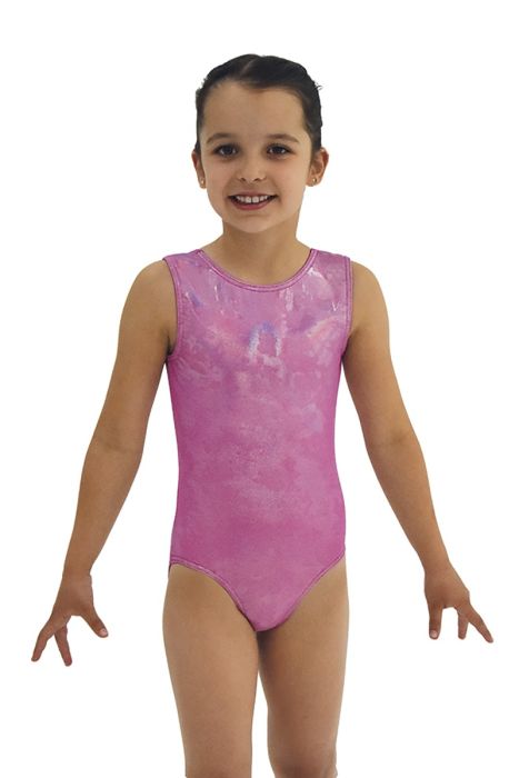 Metallic Rose Sleeveless Gymnastics Leotard