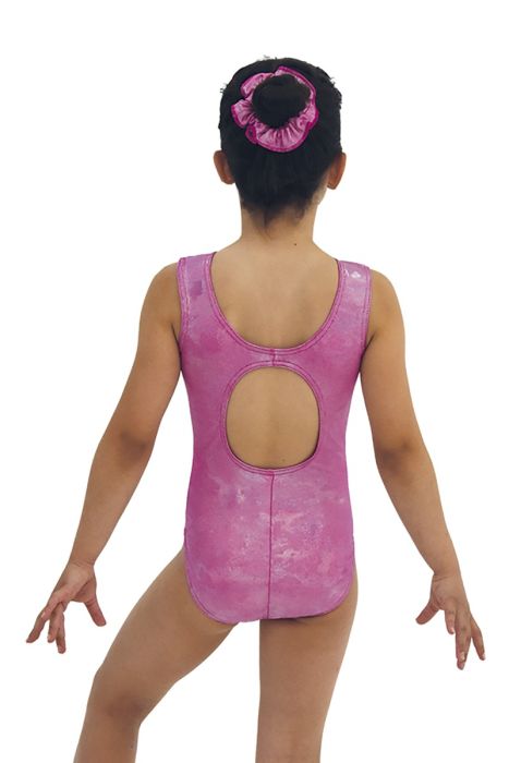 Metallic Rose Sleeveless Gymnastics Leotard