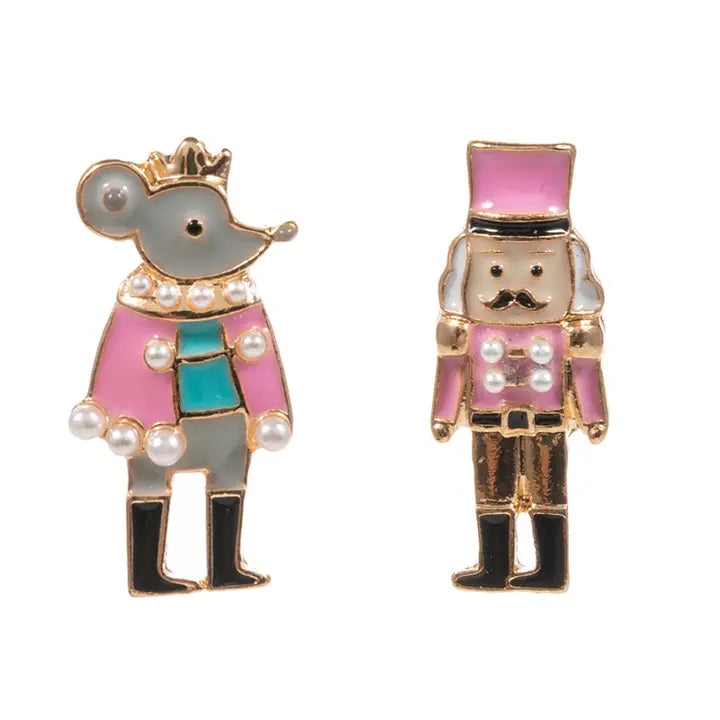 Nutcracker & Mouse King Earrings- Light Pink