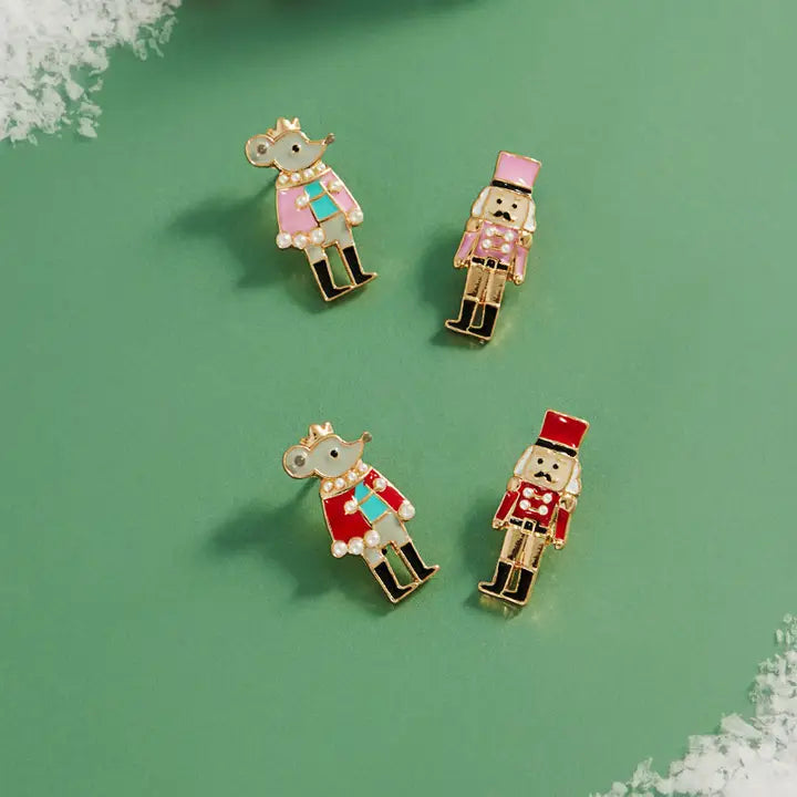 Nutcracker & Mouse King Earrings- Light Pink