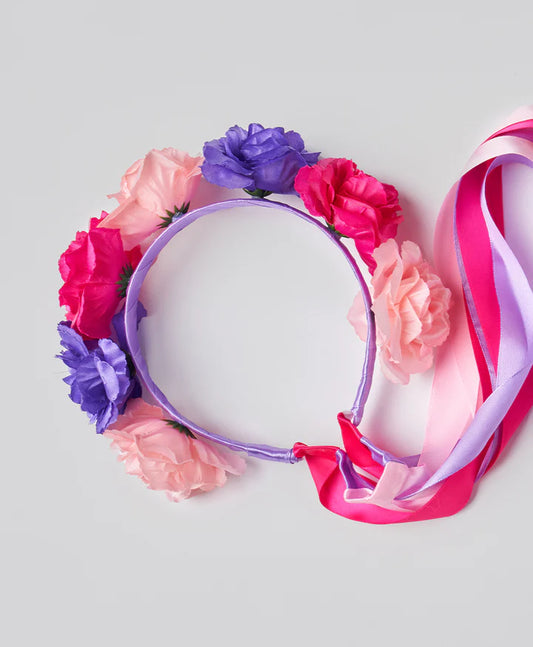 Flower Head Band with Ribbons