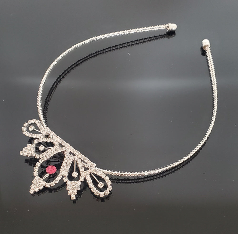 Cerise Rhinestone Tiara Headband