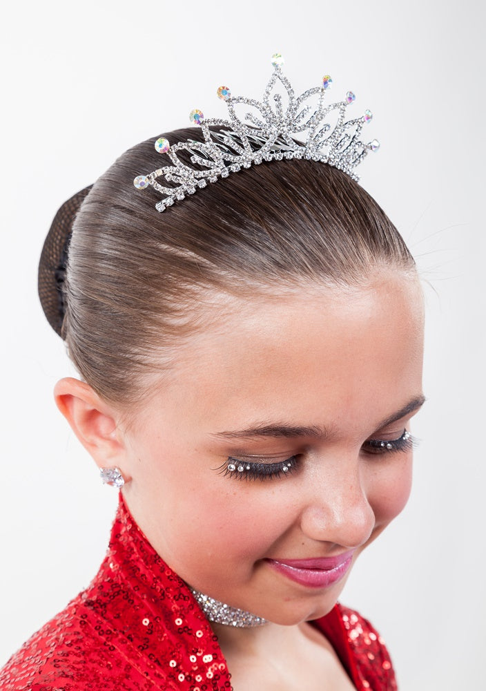 Pointed Leaf Tiara with AB Rhinestones